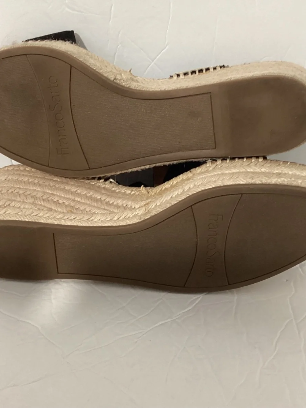 FRANCO SARTO SIZE 10M COASTAL 2 BLACK SUEDE ESPADRILLE PLATFORM WEDGE SANDALS